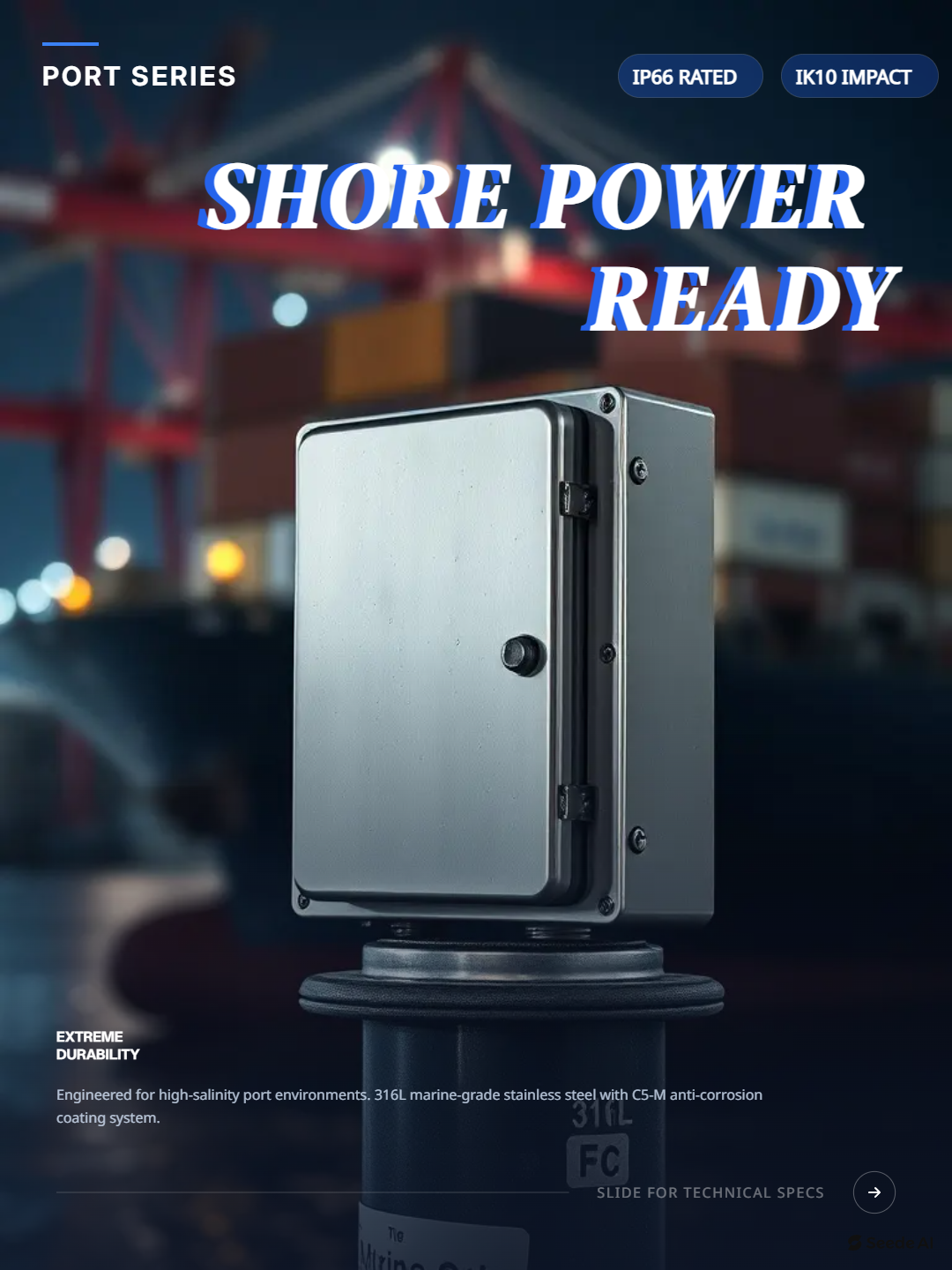 Wharf shore power matching: Ing semprotan uyah dhuwur lan lingkungan asor dhuwur, ngendi watesan anti-karat kothak distribusi stainless steel?